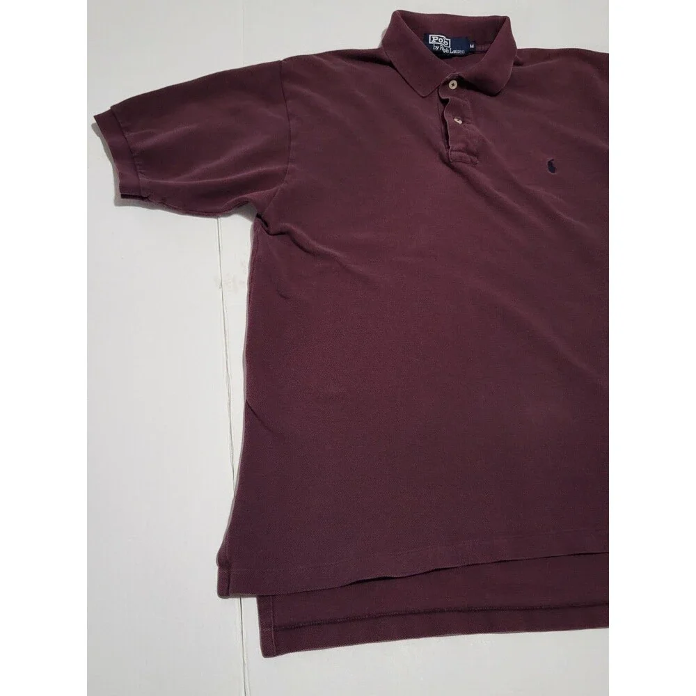 (#16) Polo Ralph Lauren 100% Cotton Maroon Mens Size M Short Sleeve